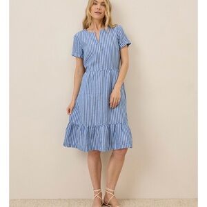 Organic Canopy Linen Blend Notch Neck Dress